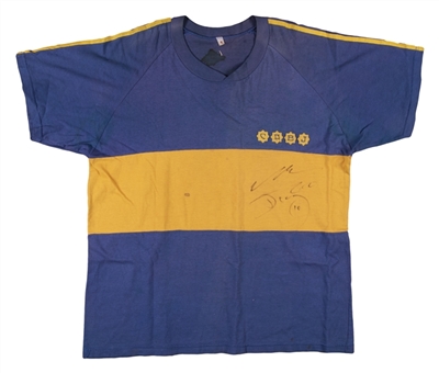 Diego Maradona Signed Vintage Playing-Era Style Boca Juniors Jersey (JSA LOA)